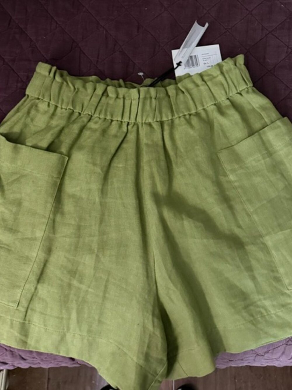 Casa/Raki Linen Shorts Size L NWT, Green, Emilia Shorts